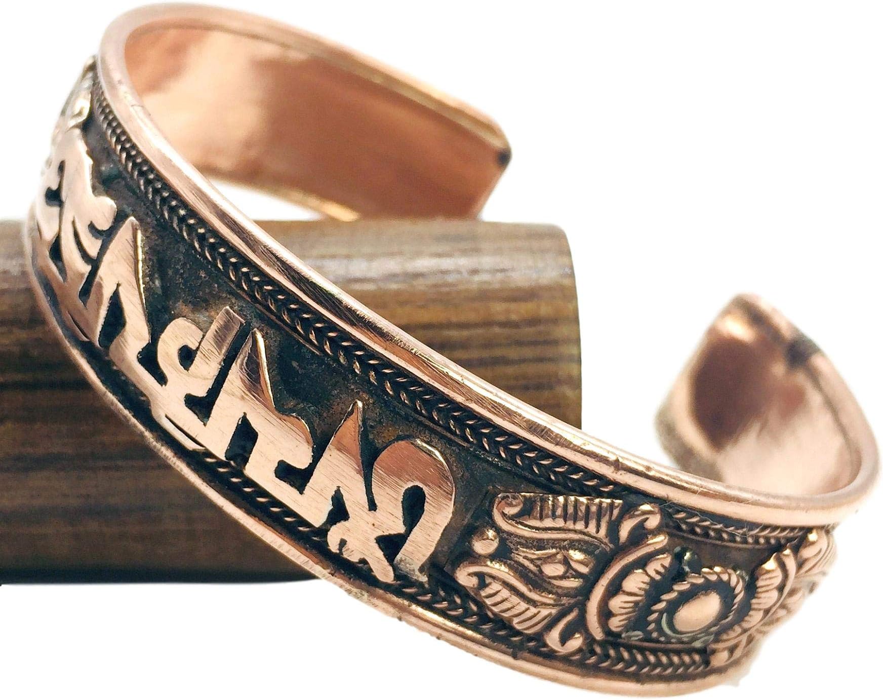 100% Pure Copper Tibetan Bracelet. Unisex, Hand Made High Gauge Copper (Mantra)