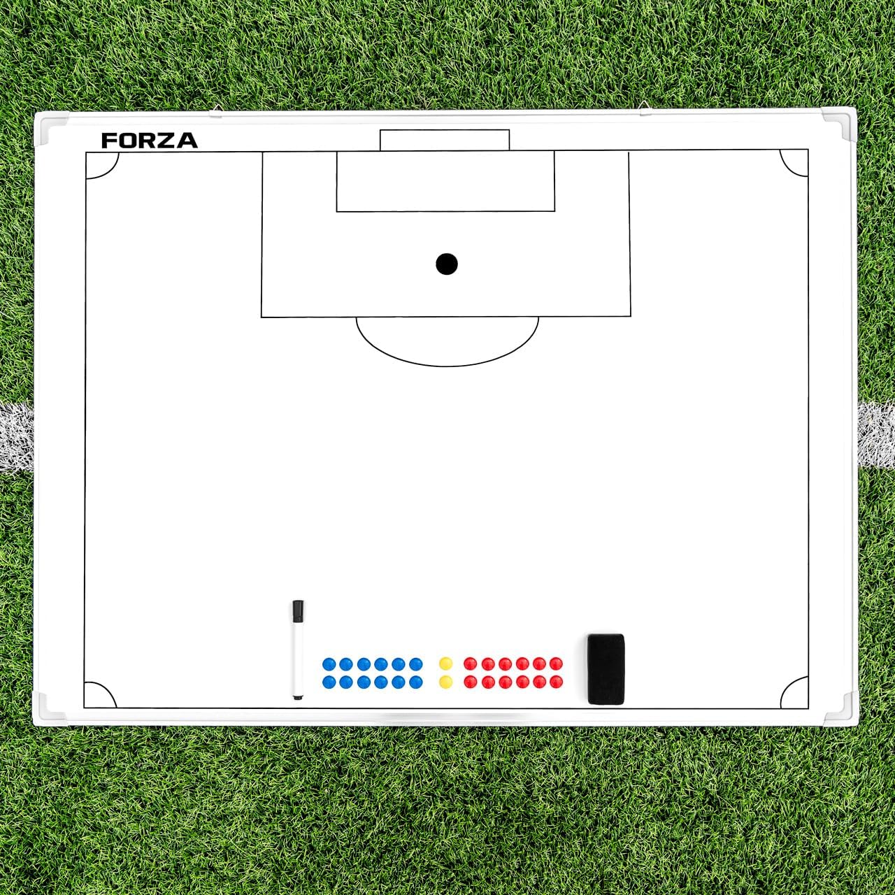 FORZA Double Sided Coaching Board [47in x 35in] - Soccer Whiteboard with Magnetic Markers, Whiteboard Pen and Eraser - Premium Tactical Dry Erase Board for Coaches of All Levels!