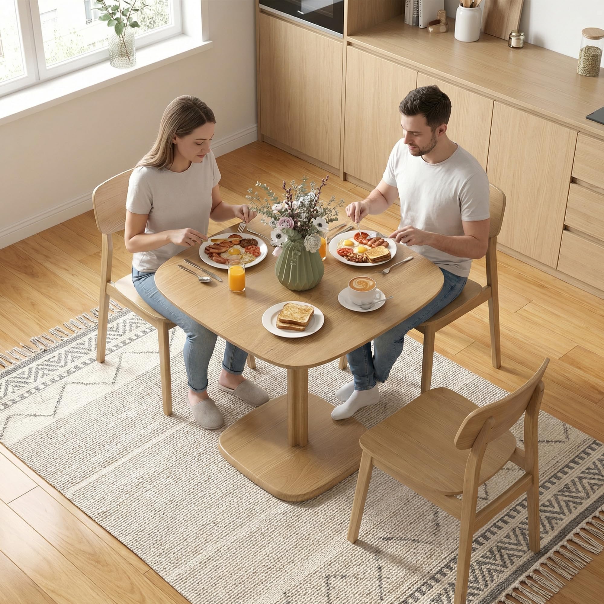 HOMCOM Esstisch, moderner quadratischer Küchentisch für 4 Personen, 70 x 70 cm Esszimmertisch Holztisch für Esszimmer und Küche, Natur