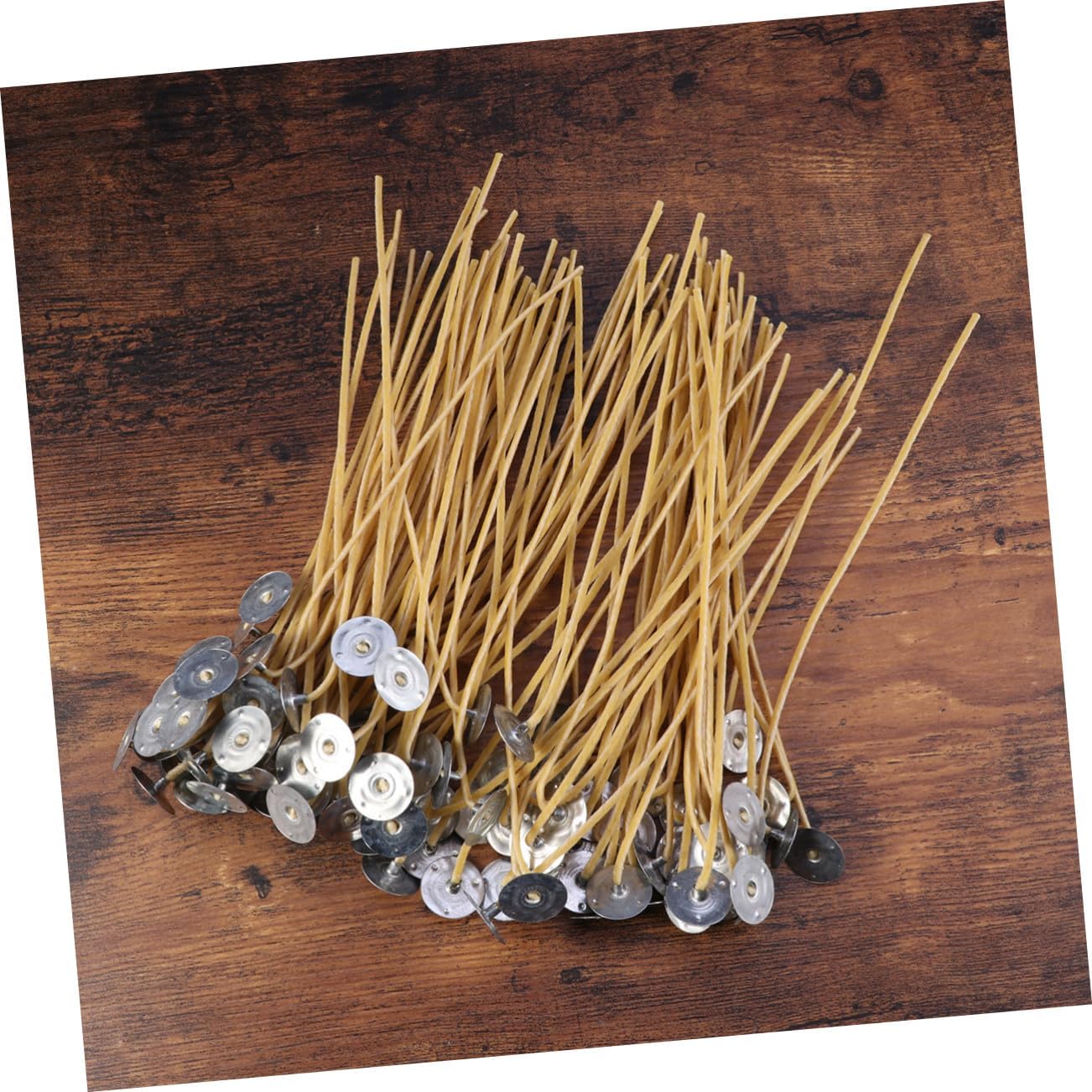 100PCS Organic Beeswax Twine Candle Wicks Pre-Waxed Low Smoke Cotton Tabbed Lato Wicks Extra Long for Candle Making and Lighting
