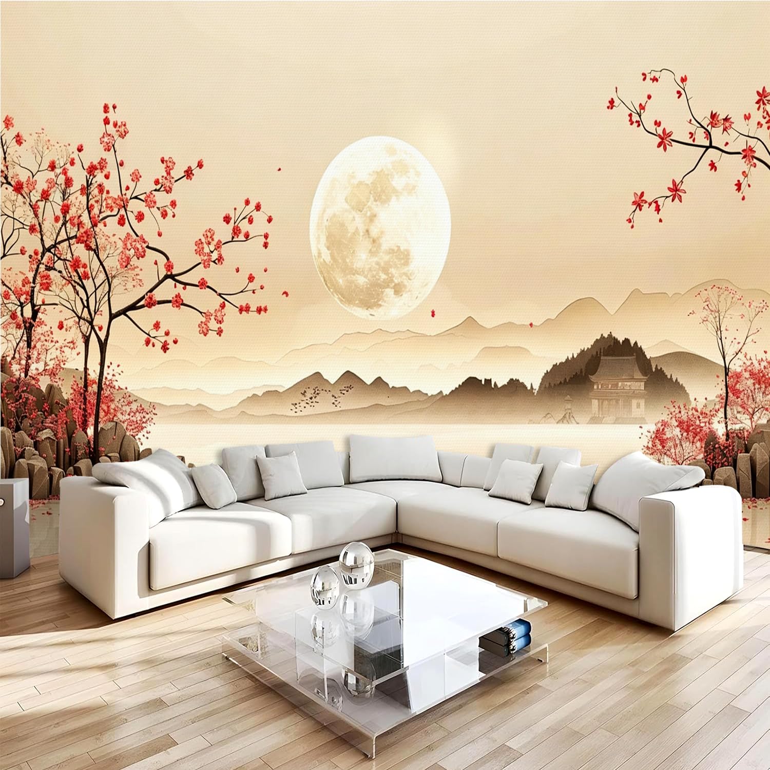 Carta da parati effetto 3D Paesaggio Montano E Acquatico 300 x 210 cm Murale Non Tessuto Stile Cinese Fotomurale Stampa HD Moderna Poster Per Soggiorno E Camera Da Letto Design 1M3644