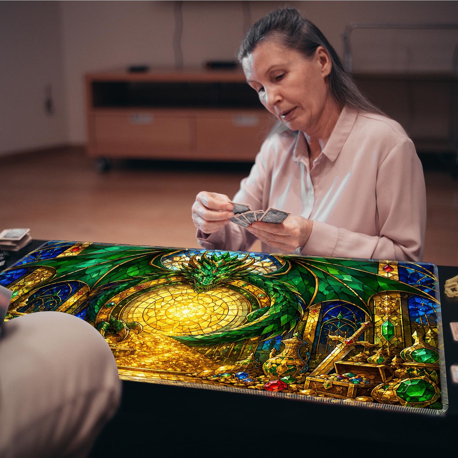 Tappetino da gioco per MTG, 61 x 35 cm, con bordo cucito