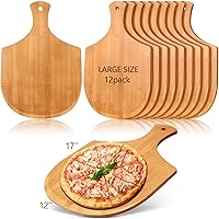 Vista 6 de Roshtia 12 unidades de 17 x 12 pulgadas de madera para hacer pizza con asa, tabla de cortar colgante, espátula, paleta para pan, queso, cocina