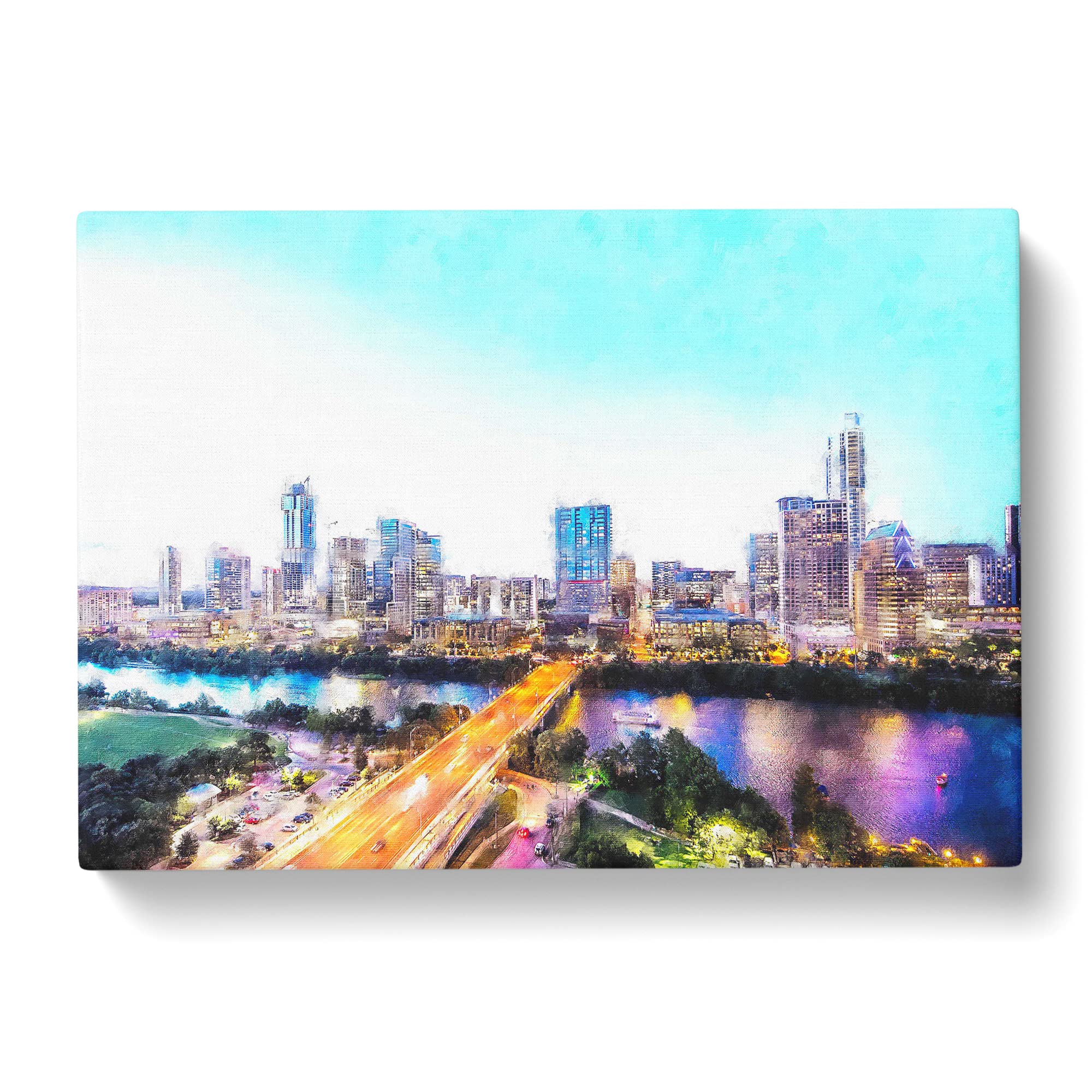 Austin Texas Skyline Canvas Print, Mixed, 25L x 50W cm - Image 3