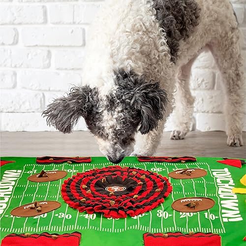 Vista 15 de NFL Kansas City Chiefs - Tapete de olfato para perros, comedero lento interactivo para mascotas, diseño de campo de fútbol, juguete de rompecabezas