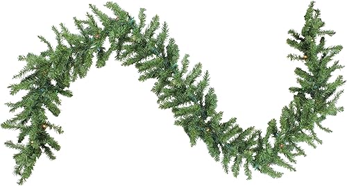 Guirnalda de Navidad artificial de pino canadiense preiluminada, 9 x 8 pulgadas, múltiples luces