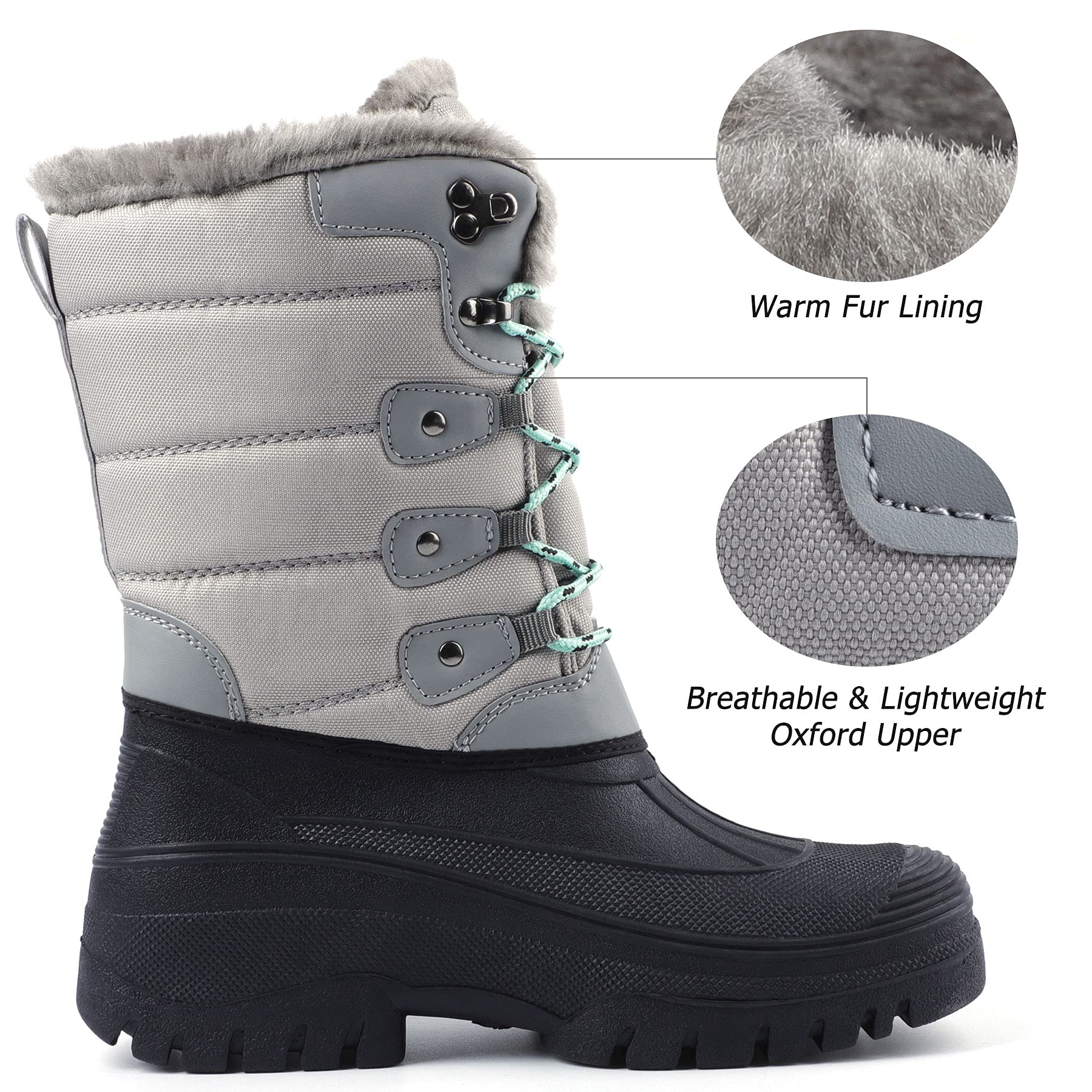 Knixmax Stivali da Neve per Donna e Uomo Stivali Invernali Foderati in Pelliccia Suole Impermeabili Scarpe Calde Stringati per Giardino, Fattoria e Outdoor