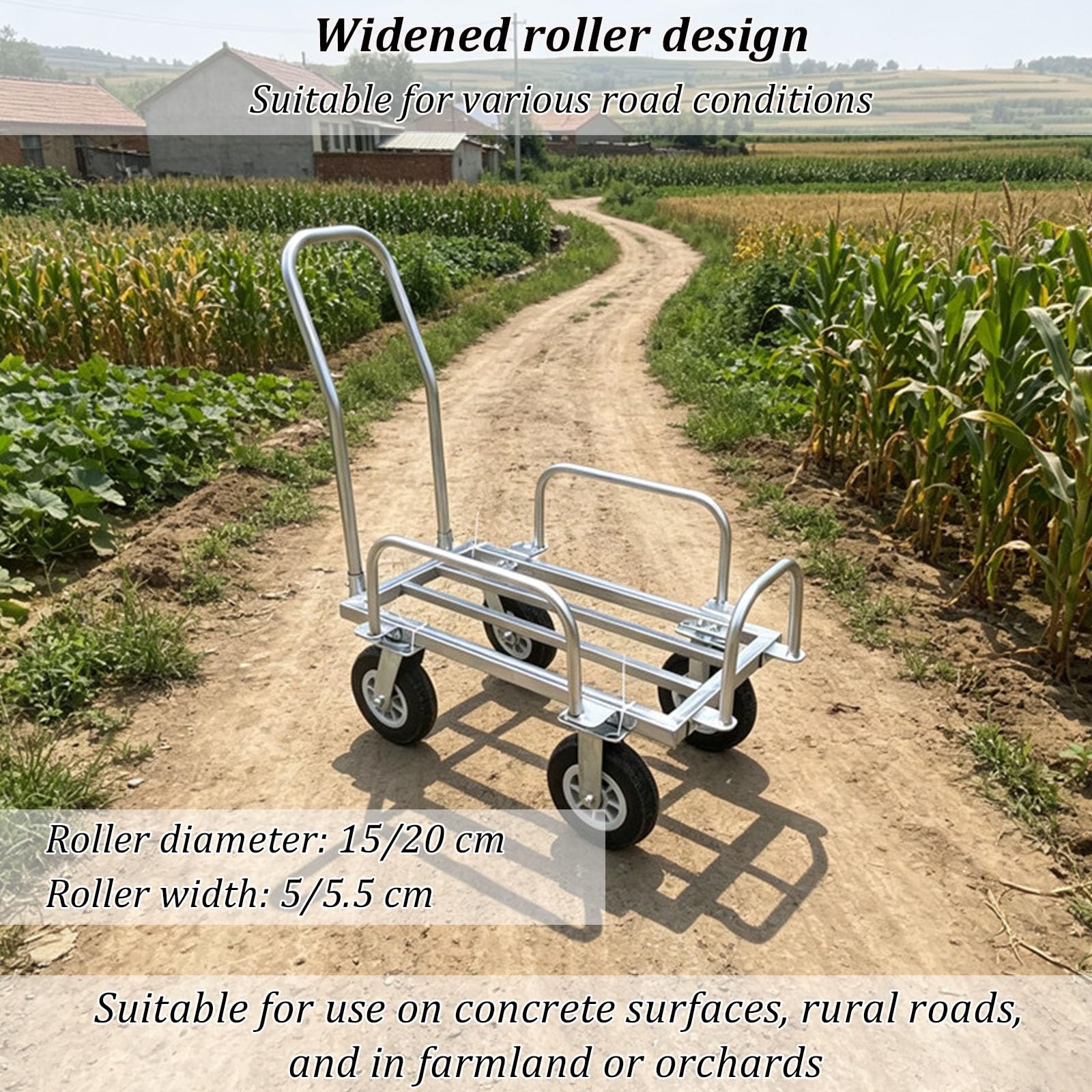 Carros de jardín Plegables con Ruedas giratorias y Capacidad de 150 kg | Carro de cosecha con barandillas para la recolección y el transporte de cultivos(A,90cm)