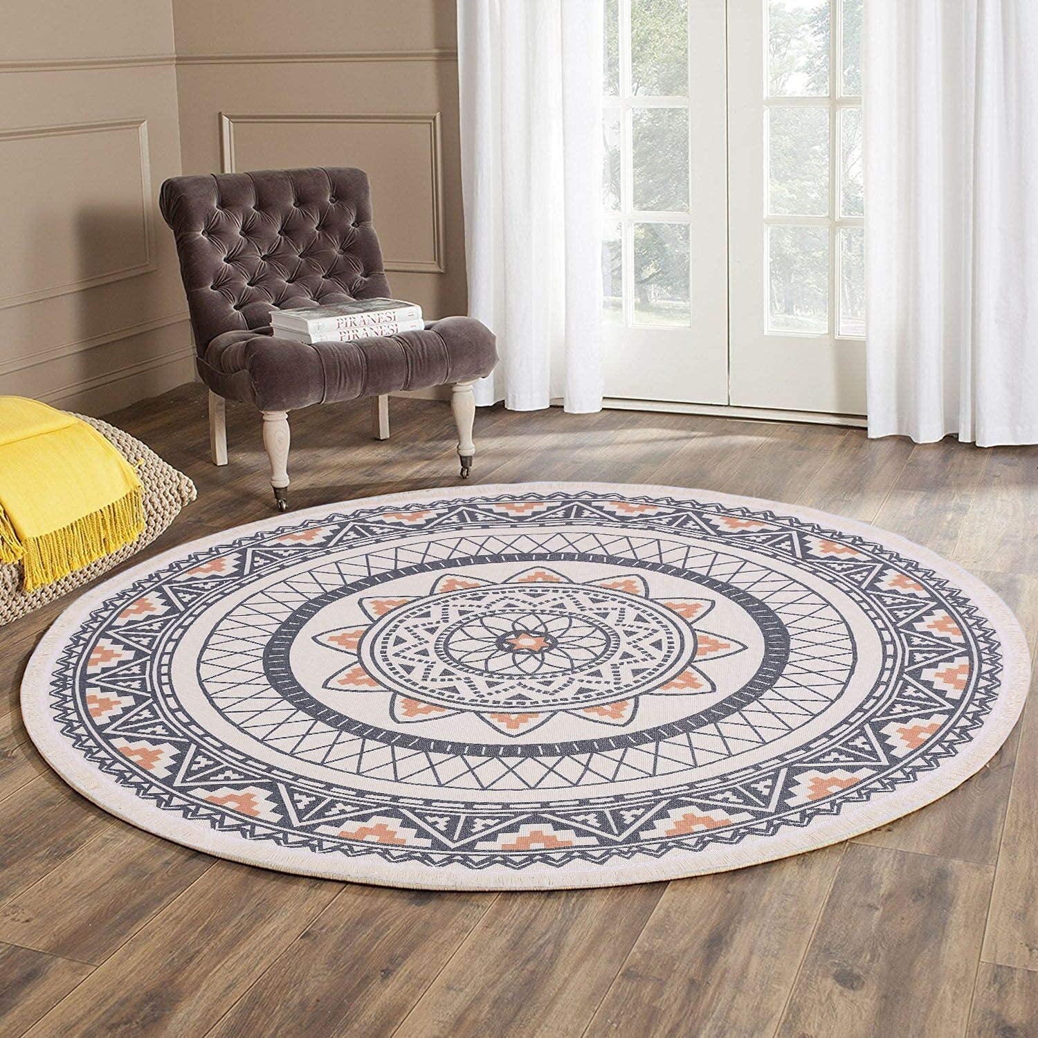 Tapis rond doux pour chambre et salon grand format 180cm lavable