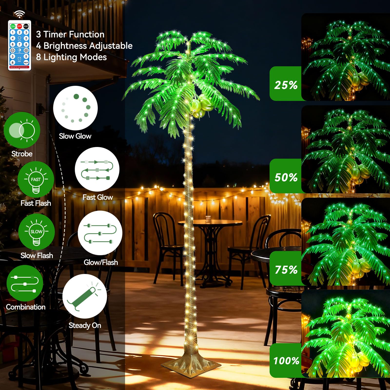 Amazon.co.jp: 6フィート LEDライト付きヤシの木 ココナッツ付き 屋外