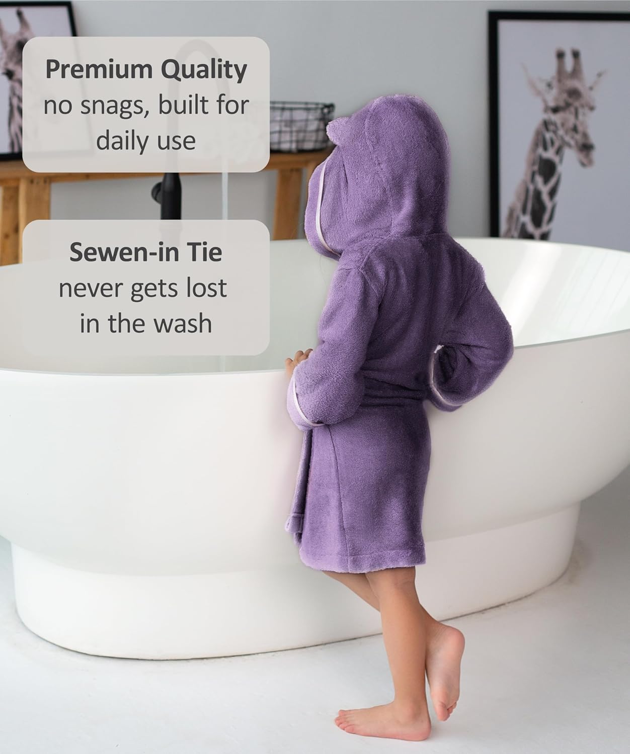 Premium Soft Toddler Bathrobe - Rayon from Bamboo Toddler Robe with Hood - Kids Boys & Girls Robe