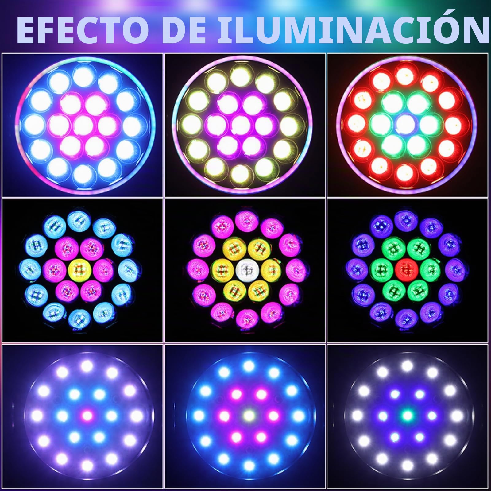 Proyector de escenario profesional de cabeza móvil, 19 LED RGBW 15W, 17/25 canales con zoom, control DMX 512, operación automática, activación de sonido, efecto Wash & Beam para fiesta (1 paquete)
