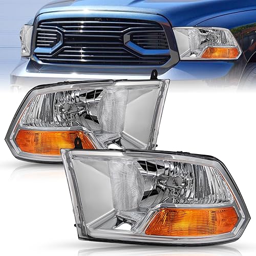 Juego de ensamblaje de faros delanteros para Dodge Ram 1500 2500 3500 2009-2012 Pickup repuesto OE (compatible con modelo de doble haz) lado del