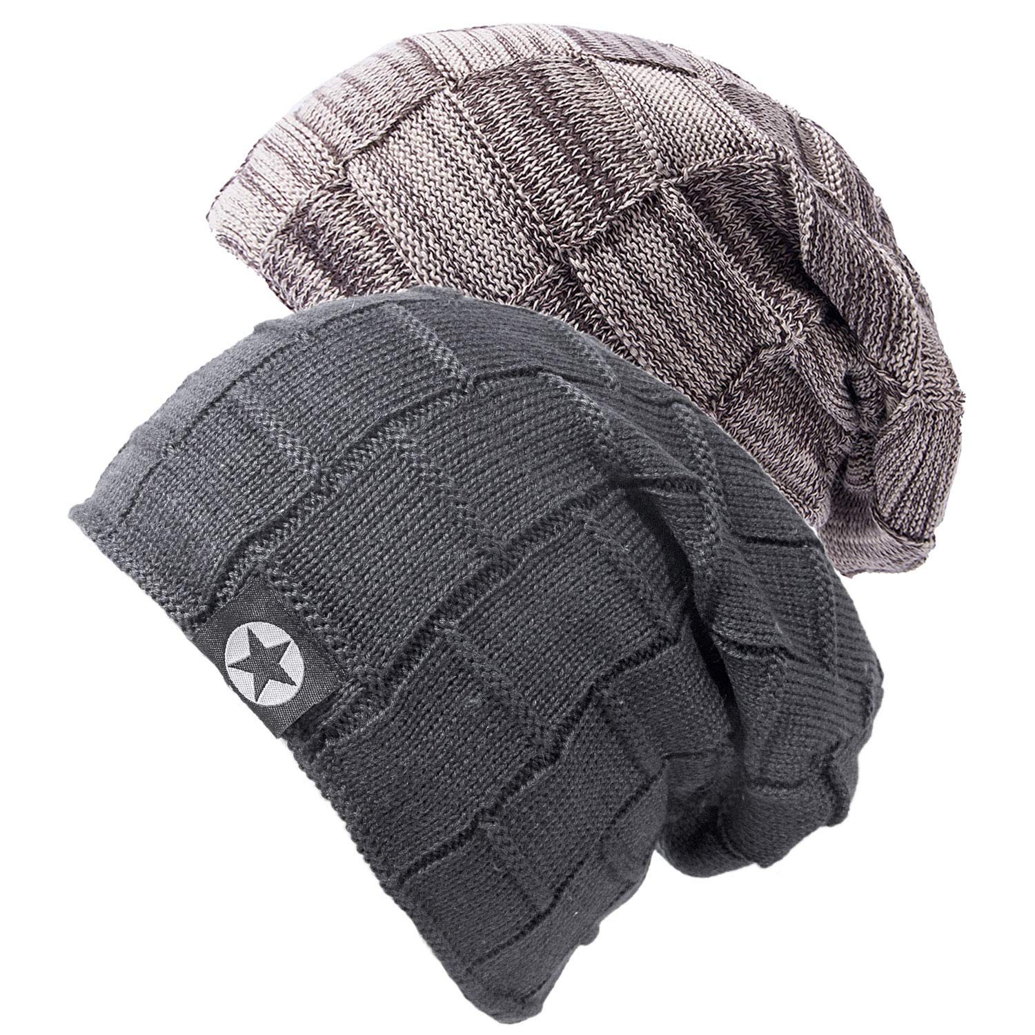 2pezzi Cappello Uomo Invernali, Berretto Uomo Caldo in Maglia, Beanie Sportivi all'Aperto