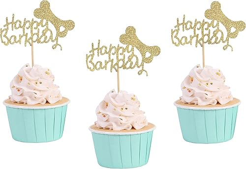 Miniatura 1 de Happy Barkday - Juego de 12 adornos para cupcakes para perros, suministros de decoración de fiesta de cumpleaños para cachorros, suministros de