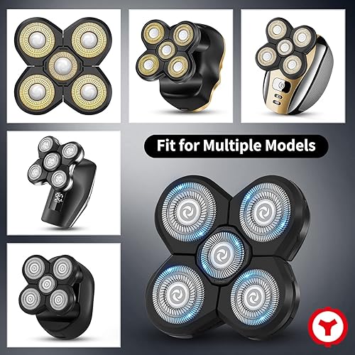 Miniatura 2 de Roziapro Cortadores de cuchilla de repuesto para cabezal de afeitado flotante 5D, maquinilla de afeitar eléctrica impermeable (dorado y gris)