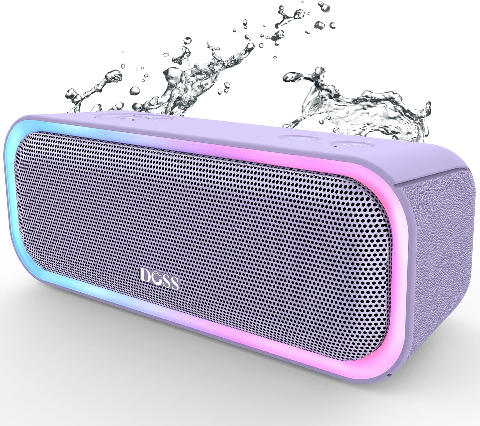 SoundBox Pro Bluetooth Speaker, 20W Stereo Sound, Active Extra Bass, 20H Playtime, Multi-Colors Lights, Wireless Stereo Pairing, IPX6 Waterproof for Garden, Hiking, Camping, Beach, Party-Purple