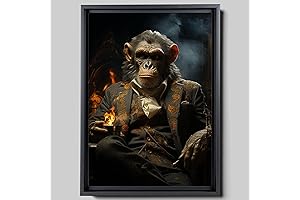 Stunning Orangutan Monkey Canvas Art Print: A Yellow Modern Animal Masterpiece
