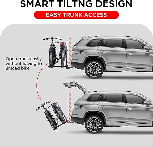 Miniatura 5 de Portabicicletas de aluminio montado en enganche de 200 libras de capacidad para bicicletas estándar y bicicletas eléctricas, apto para autos, SUV,