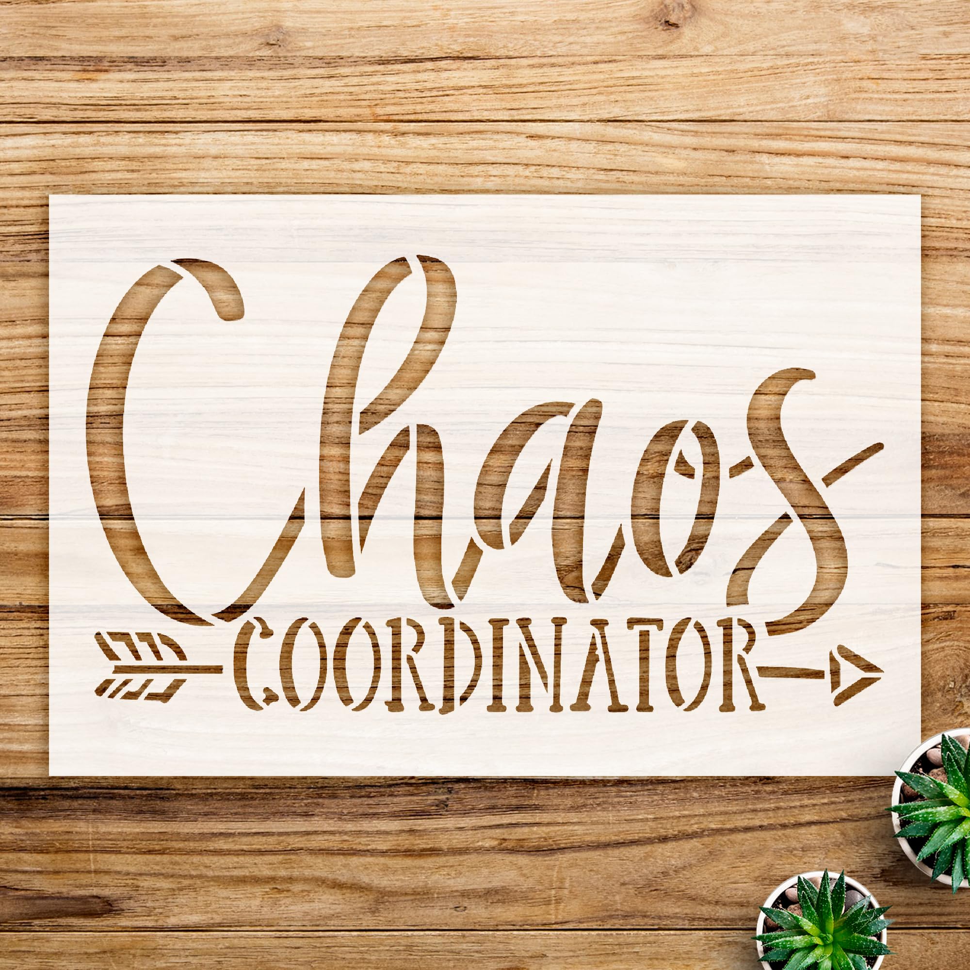 Chaos Coordinator Stencil Pattern for Classroom Decor, Reusable Mylar Template, Ideal for Painting Wood Signs and DIY Projects for Teachers - Size A4 (11.0