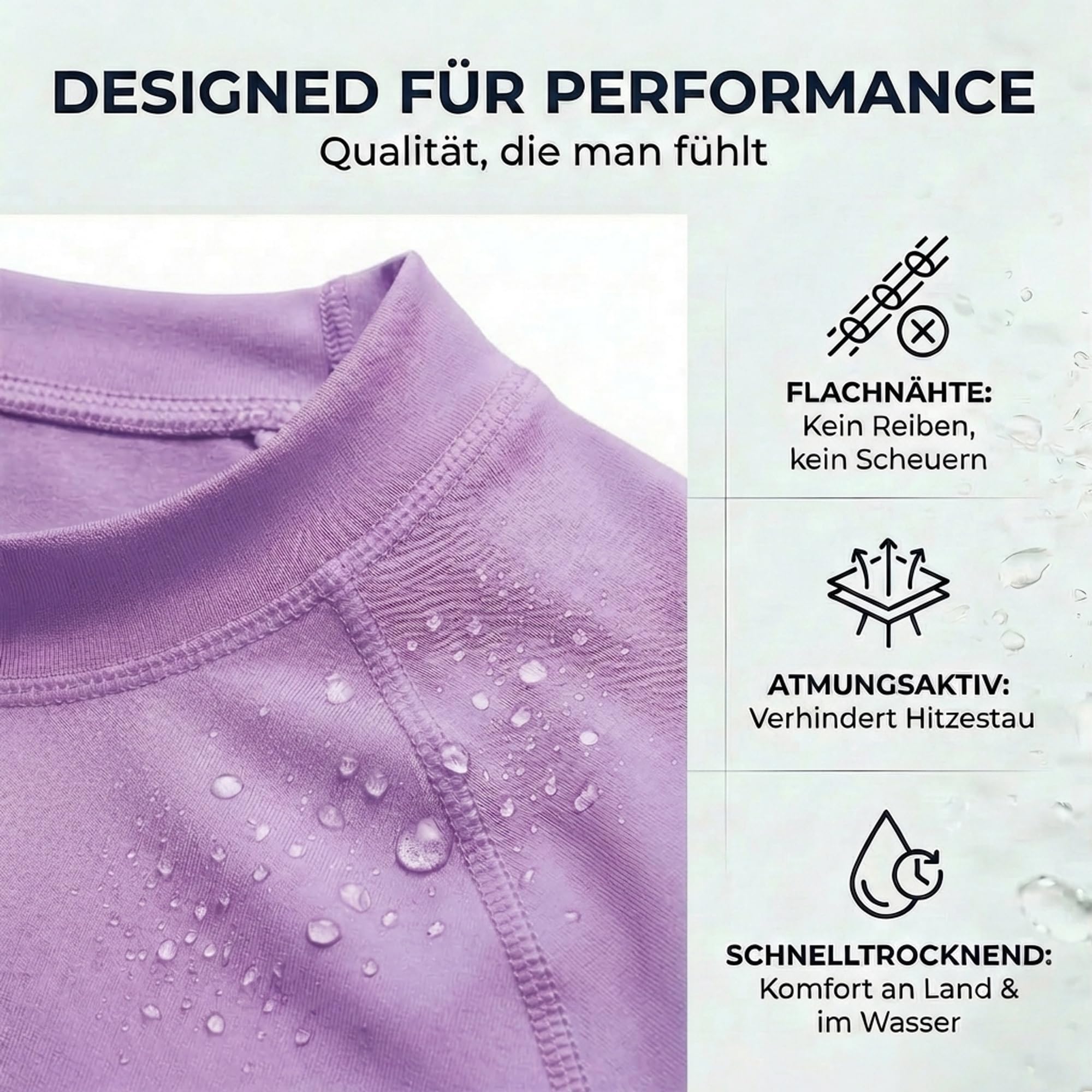 iQ-UV Shirt Damen Kurzarm Lila 3XL - Rash Guard Schwimmshirt für Frauen