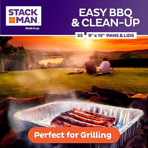 Miniatura 8 de Bandejas de aluminio desechables de 9 x 13, alta resistencia, tamaño medio, con tapas de papel de aluminio, para cocinar, hornear, calentar, cocer