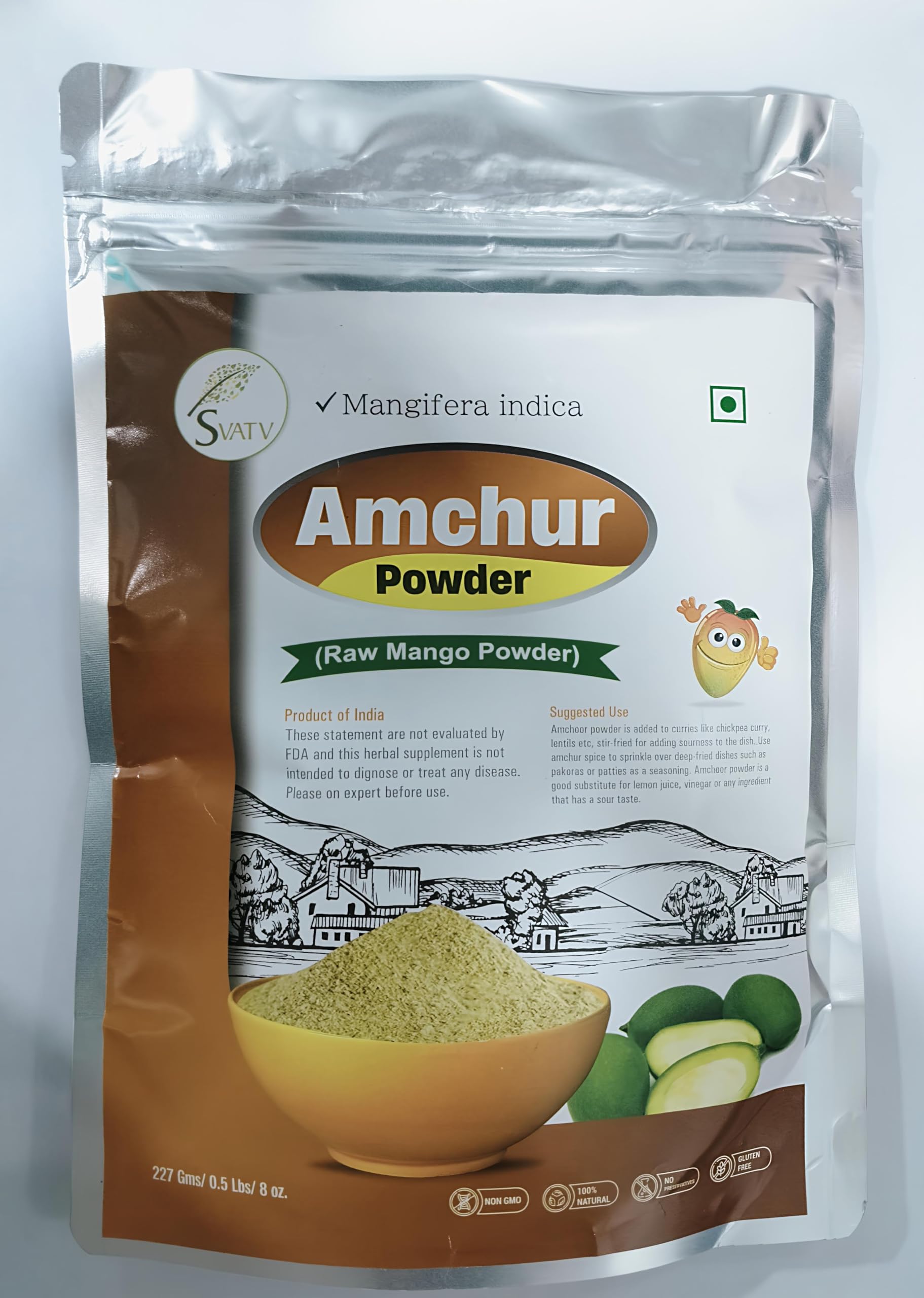 SVATV Amchur Powder (amchoor) | Dried Mango Powder for tangy flavour | No Preservatives |Natural Seasoning - 227g, 8oz, Half Pound