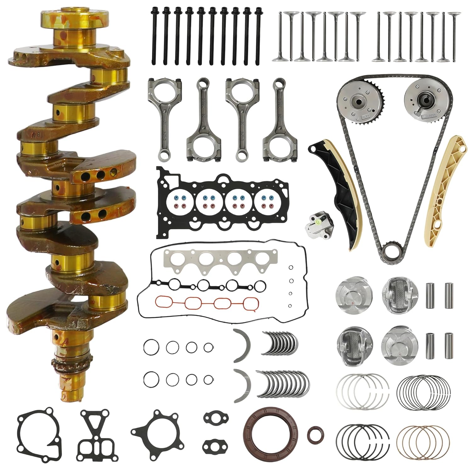 G4FD 1.6 Overhaul Rebuild Kit with Crankshaft Con-Rod Pistons & Timing Chain Kit Fit for Hyundai Accent Veloster Kia Soul Rio 1.6L 2011–2022 23110-2B610 209102BB03