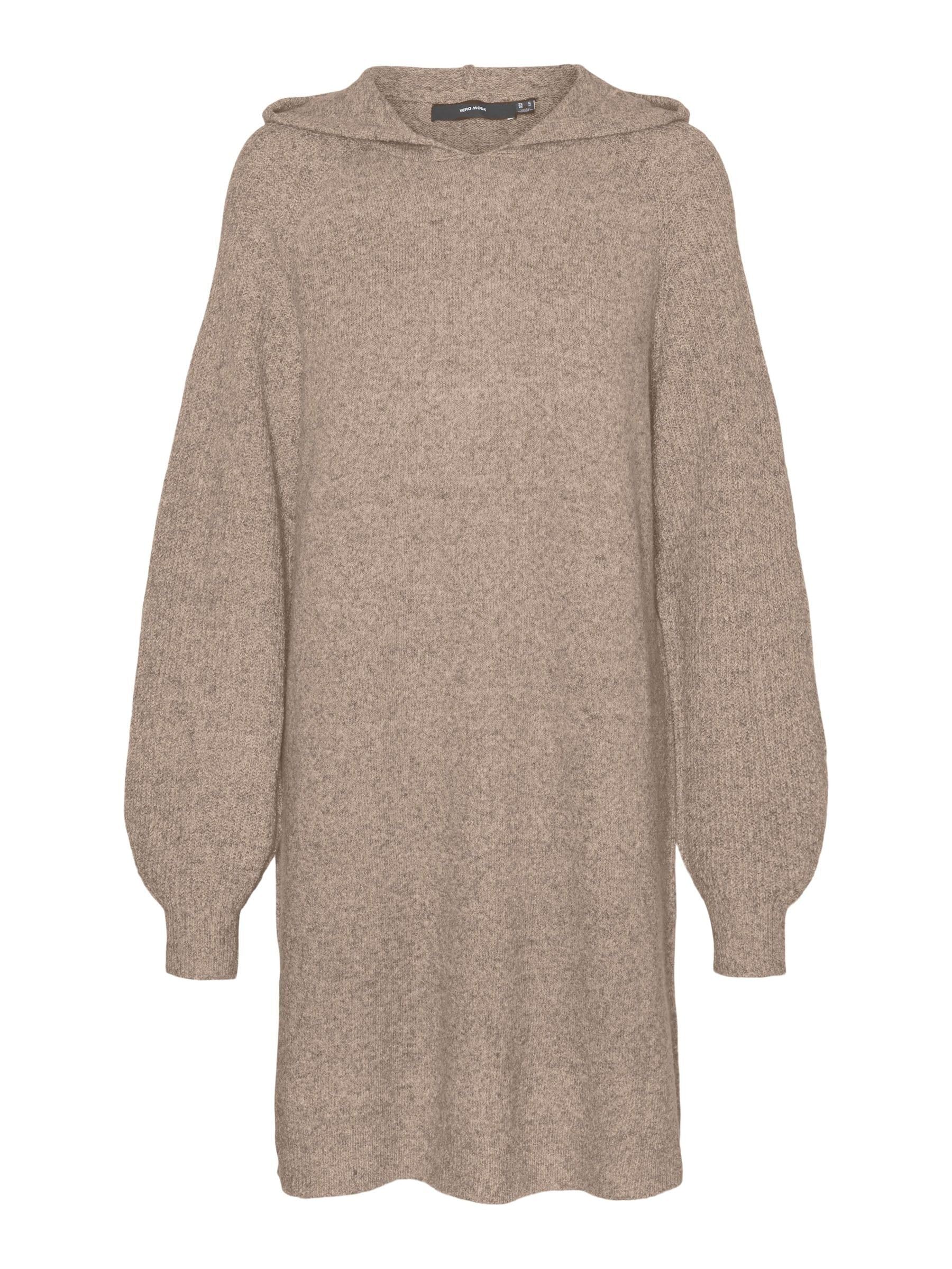 VERO MODA Women's Vmdoffy Hoodie LS Short Dress Ga Noos Hooded, Sepia Tint/Detail: Melange, M