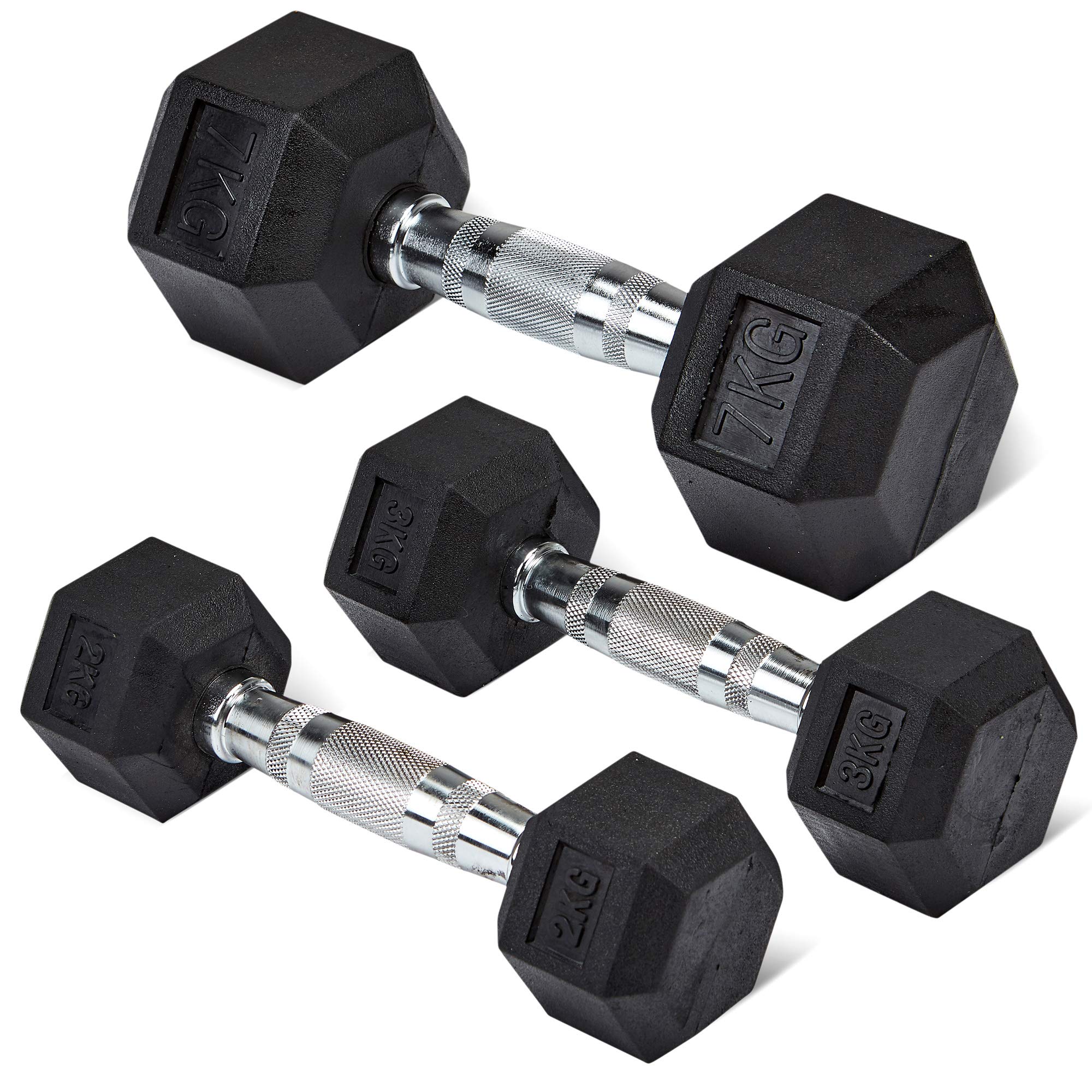 Anchor's Hex Dumbbells Rubber Encased Hexagonal Cast Iron Dumbbell