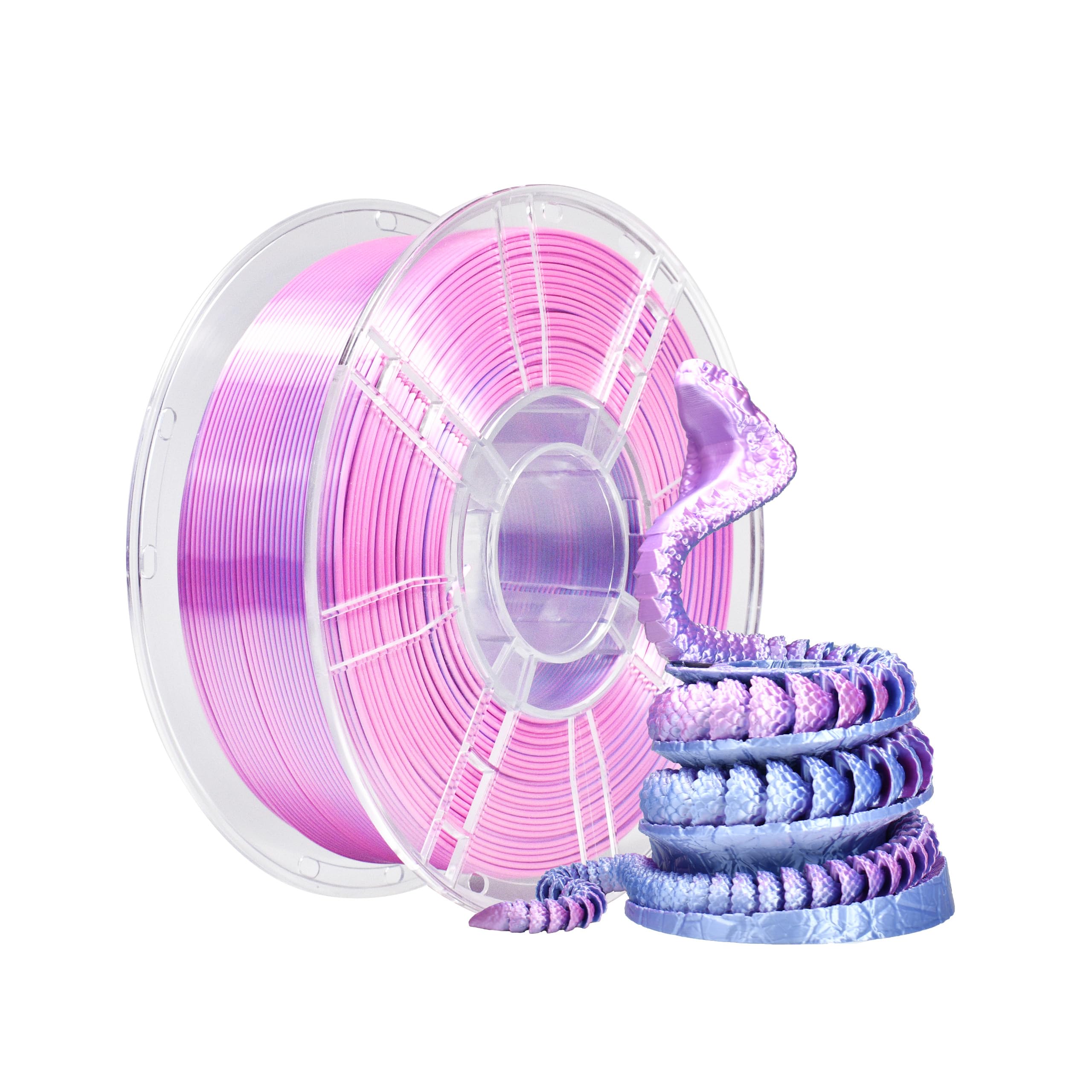 iBOSS PLA Plus Filament 1.75mm Dual Color, Shiny Silk PLA PRO 1kg 3D Printer Filament, Coextruded 3D Printing Filament Magic PLA+, Fits for Most FDM 3D Printers (Silk Purple Silver)