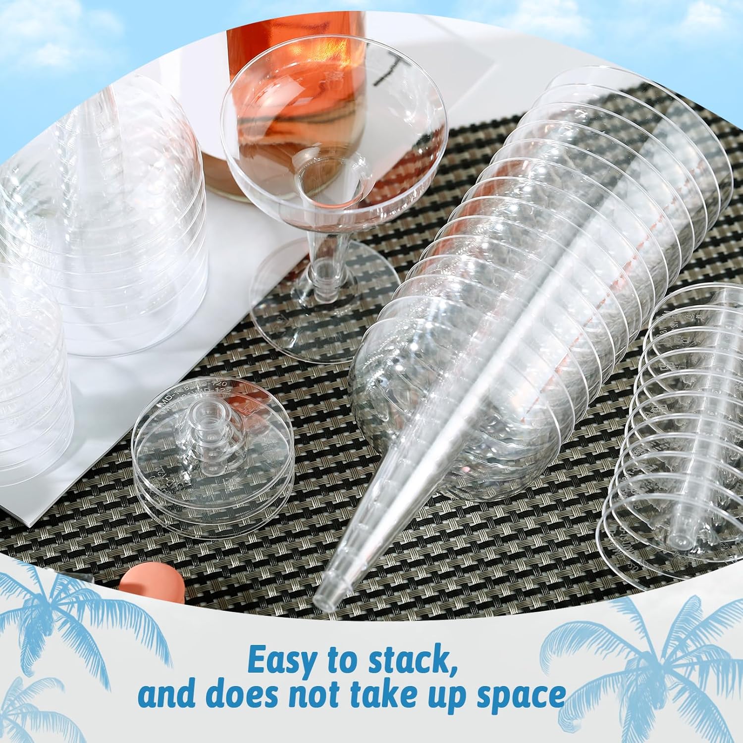 75 Pcs Plastic Champagne Coupe,4 Oz Disposable Champagne Glasses,Clear Cocktail Glasses,Disposable Party Stem Cups for Martini Margarita Wedding Birthday Party Picnics - Image 6