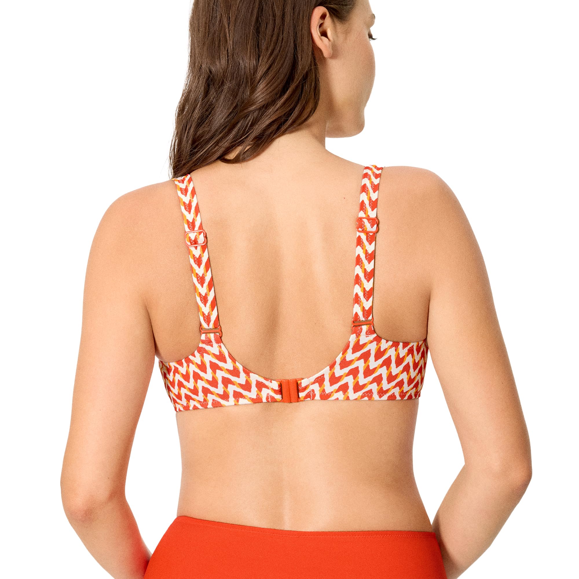 YSABEL MORA. Top Bikini Reductor Micropiqué Estampado. Sujeción Firme y Forma Natural para Copas E y F Colección Sunset.