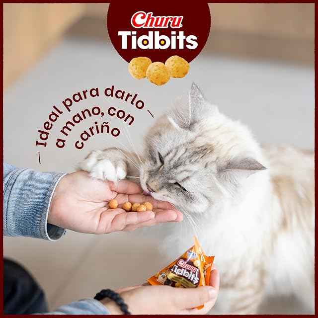 Foto 4 de 7 de INABA Churu Tidbits Gatos - Receta Saludable de Pollo con Atún y Salmón - Snack Tierno con Relleno Cremoso