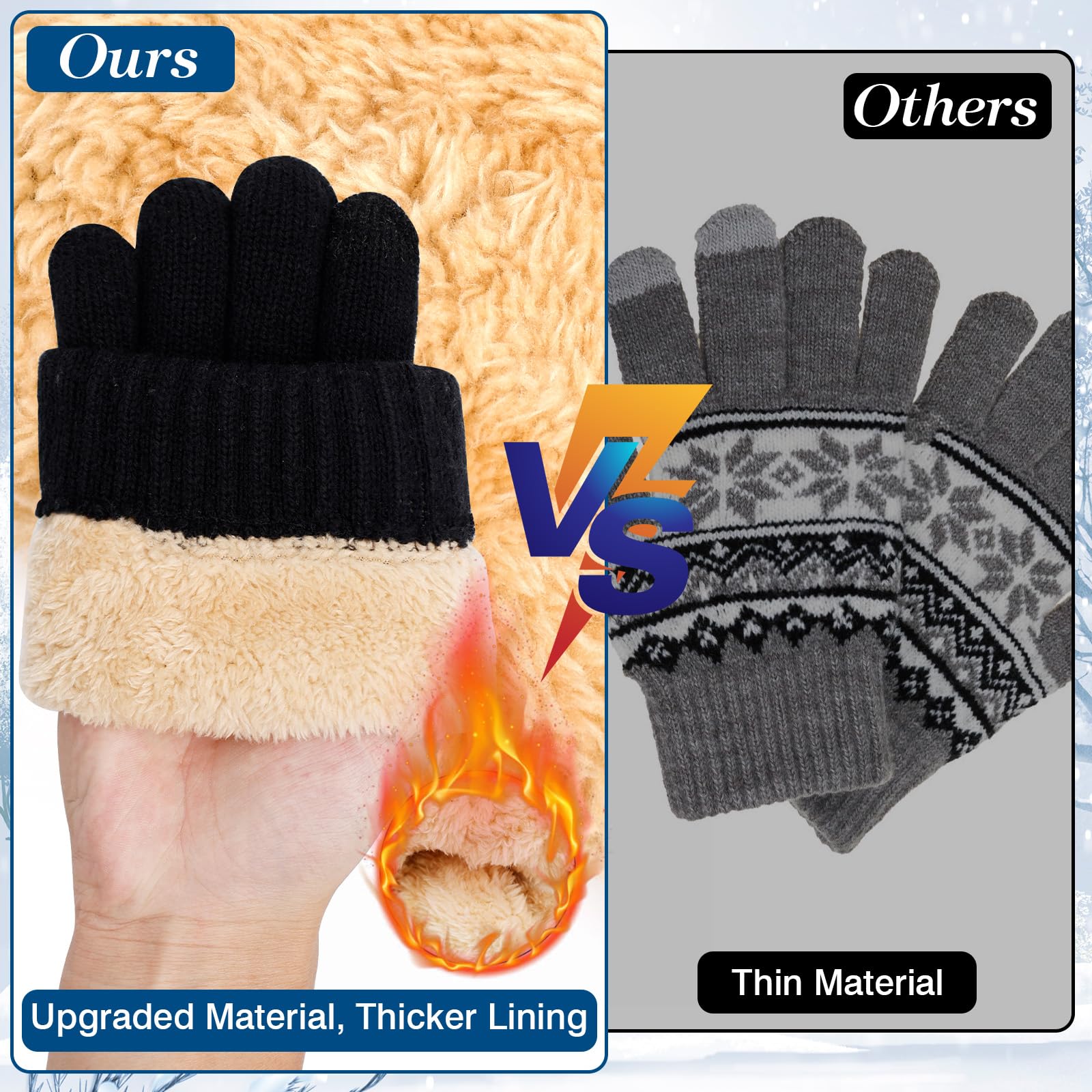 Guantes Térmicos de Invierno para Mujer, Guantes de Punto Doble con Función de Pantalla Táctil, Guantes Cálidos de Forro Polar Gruesos a Prueba de Viento para Ciclismo, Deportes al Aire Libre