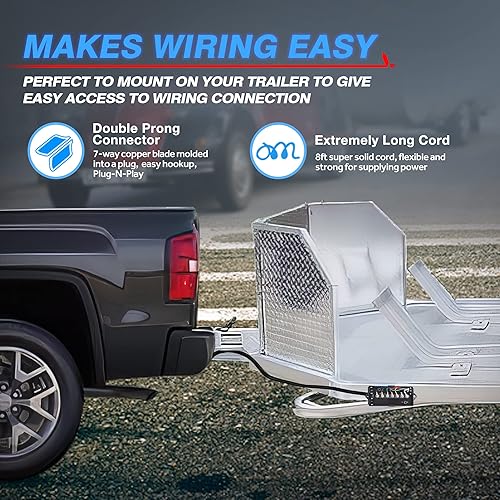 Miniatura 4 de MICTUNING Cable de remolque en línea de 7 vías resistente con conector de doble clavija de 8 pies, resistente a la intemperie