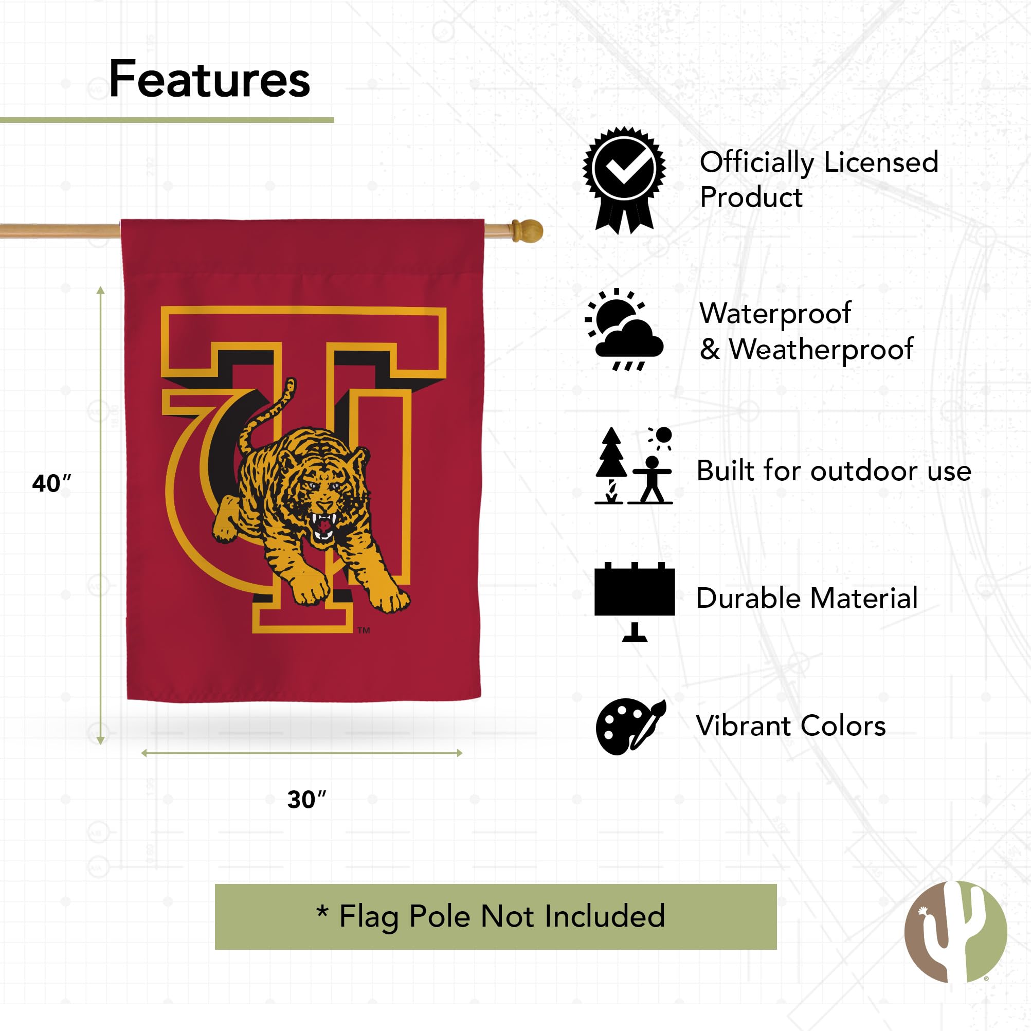 Tuskegee Golden Tigers 3x5 Foot Flag - Nylon University Flag With Metal Grommets