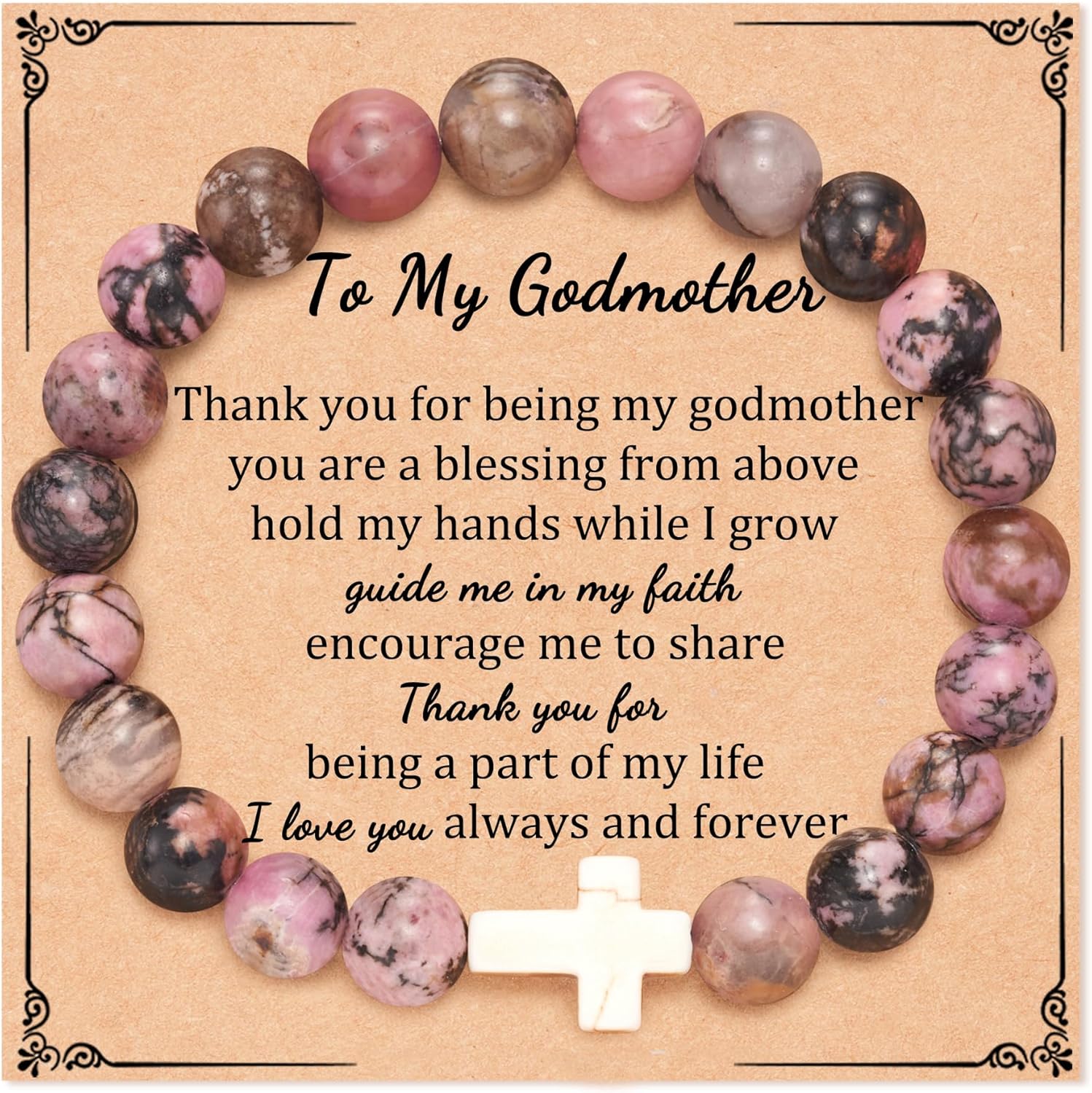 Christian Mothers Day Gifts Godmother Gift for Women Cross Charm Bracelet for God Mother's Proposal Gift