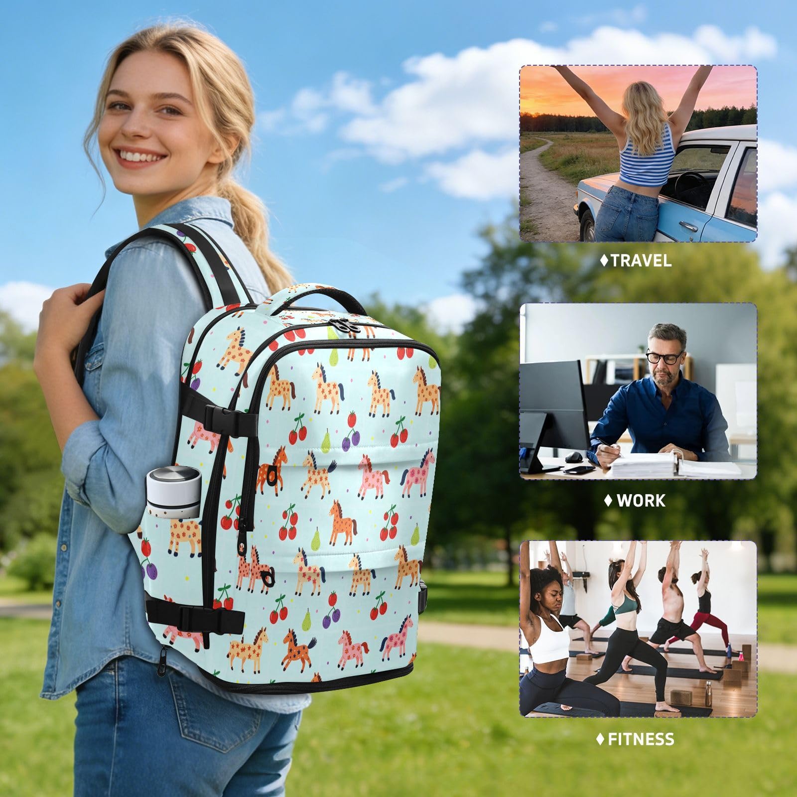 Plecak studencki torba na laptopa 15,6 cala do podróży biznesowych na co dzień | Wodoodporna lekka torba nauczyciela uroczy kucyk i wiśnia 15,6 torba na laptopa do samolotów mochilas para hombres de