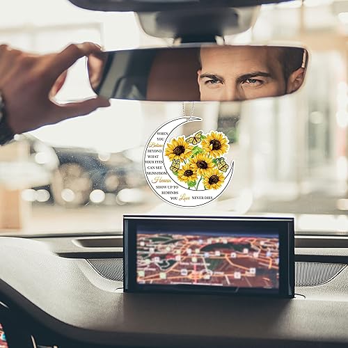 Miniatura 5 de ORIGACH When You Believe - Accesorios para espejo retrovisor de automóvil, diseño de girasol, mariposa, luna, regalo de licencia de conducir para el