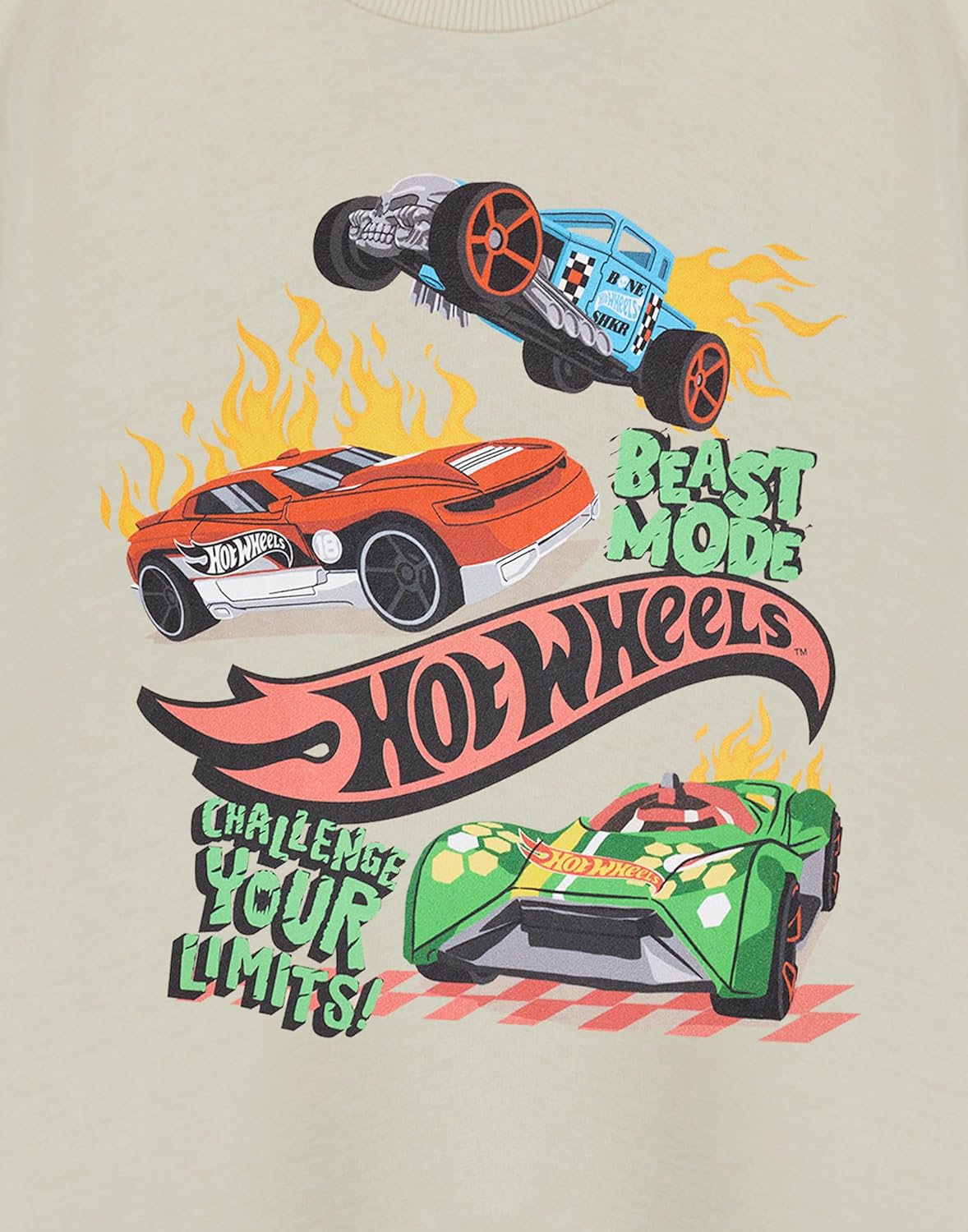 Hot Wheels Beast Mode Boys Beige Short Sleeved T-Shirt - Image 7