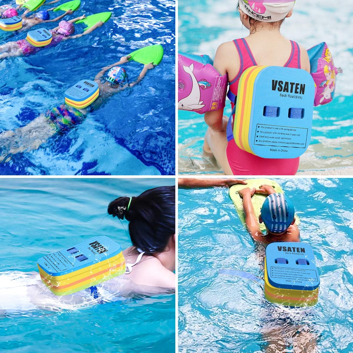 VSATEN Back Float, Swim Belt Bubble Adjustable 3 Layers Thicken Split Foam Learning Safety Training Board Pool Floaties for Kids Toddlers Swimming Beginners Floats Swim Lessons Equipment (10lb-60lb) : Sports & Outdoors