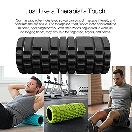 321 STRONG 5 in 1 Foam Roller Set with Hollow Core Deep Tissue Massager, Muscle Roller Stick, Stretching Strap, Spikey Plantar Fasciitis Ball, and Carry Bag, with 4K eBook