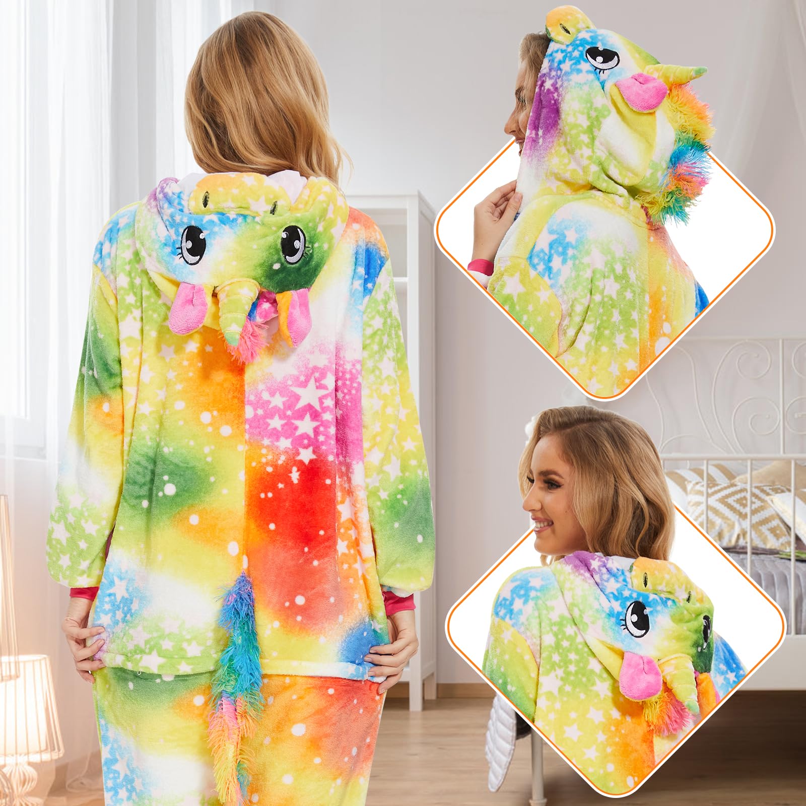 JONRRYIN Pyjama Animaux Adulte, Unisexe Animal Pyjamas Onesie, Costume Femme Combinaison pour Carnaval