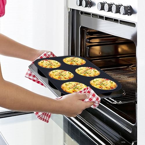 Miniatura 5 de Inn Diary Molde de silicona para magdalenas con 6 cavidades, bandeja antiadherente para magdalenas, huevos, magdalenas, quiches, sin BPA, moldes