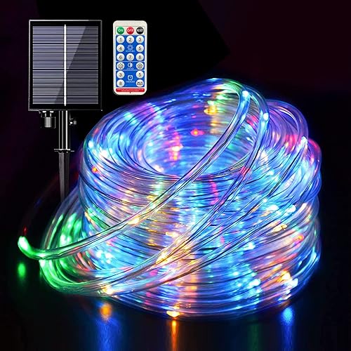 LIGHTNUM Cuerda de luces de batería de 40 pies, 120 luces LED para exteriores, impermeable, funciona con pilas, con control remoto, 8 modos, luces