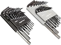 Amazon Basics 36-Piece Hex Key Set: SAE & Metric Allen Wrenches, Long Arm Chrome Vanadium Steel, 2 Storage Cases