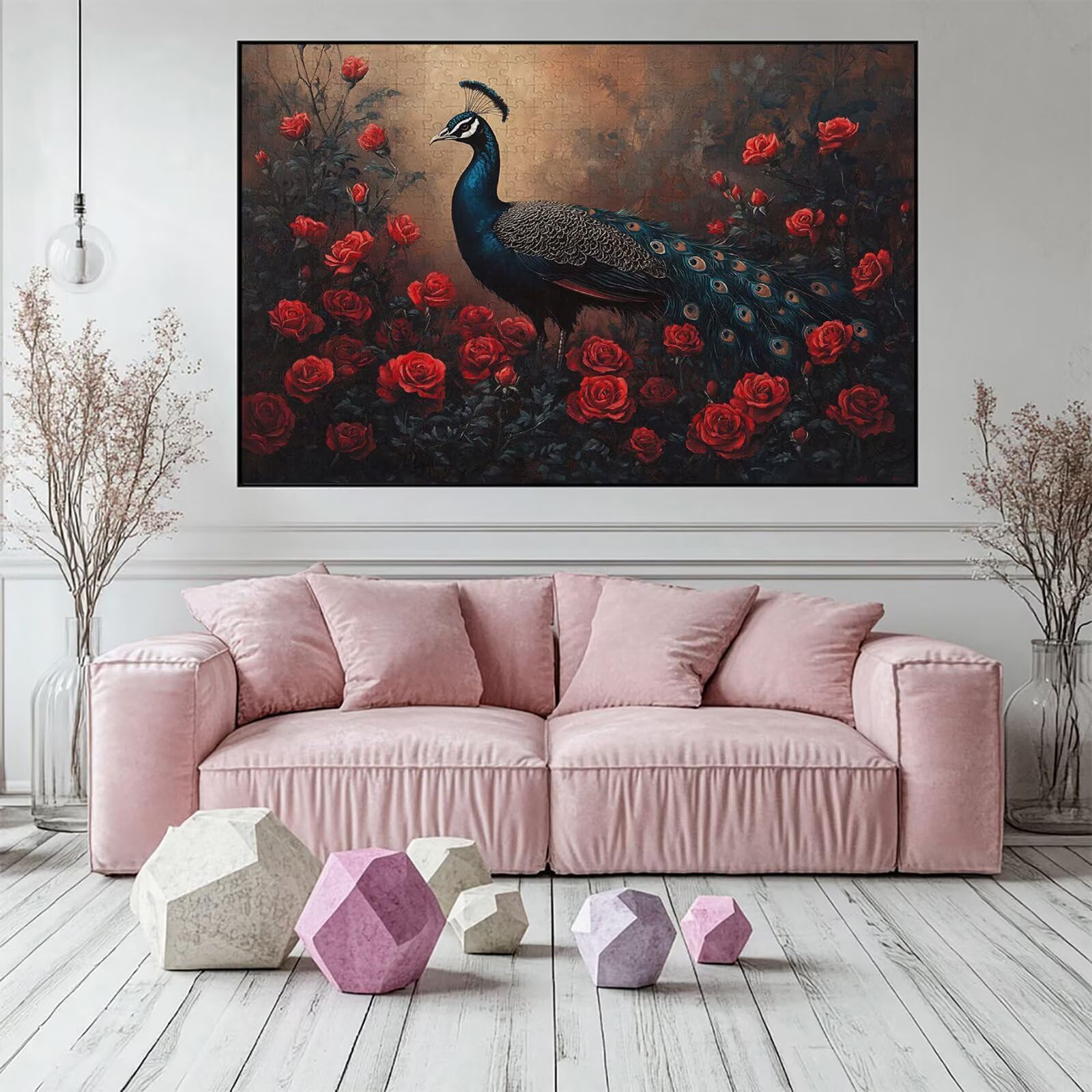 Puzzle 4000 elementów paw puzzle dla dorosłych różowe 141x87cm Unikalne rzemiosło klasyczne 3D drewniana układanka do rodzinnych gier aktywnych, układanka do samodzielnego wykonania nawet do dekoracji
