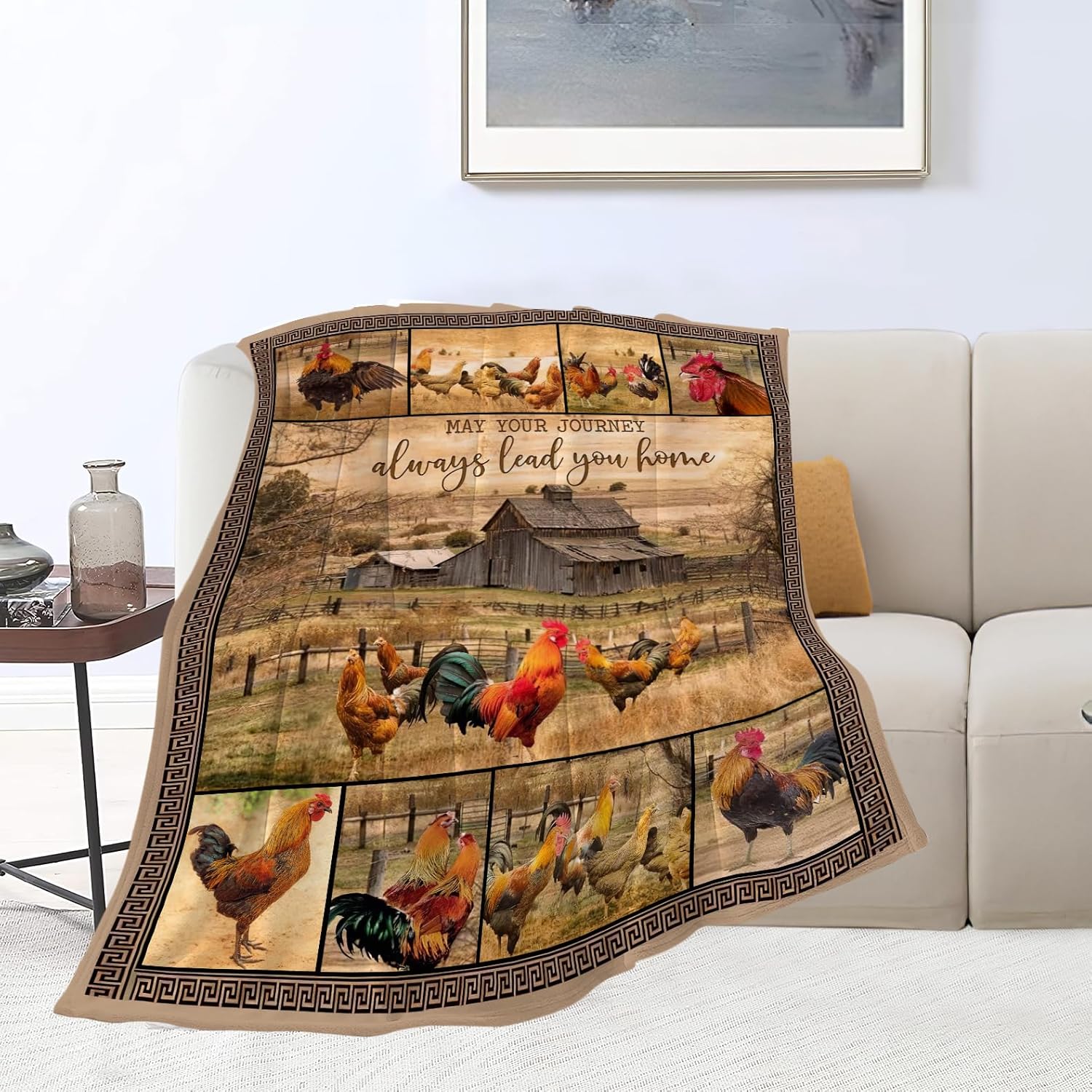 Chicken Blanket Soft Lightweight Rooster Flannel Fleece