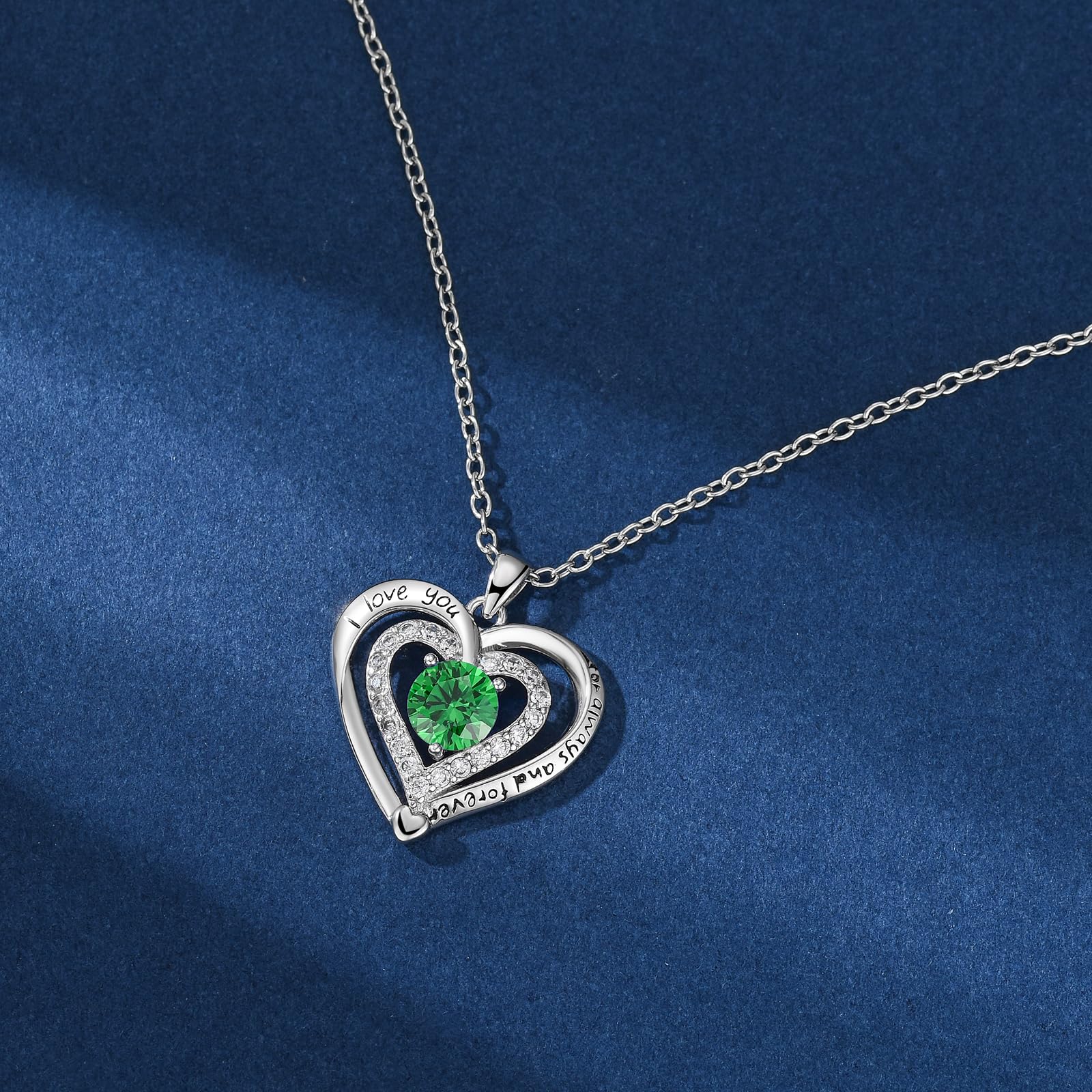 Naszyjnik z sercem "I Love You Forever" dla kobiet, platynowana cyrkonia wisiorek z miłosnym przesłaniem, romantyczny prezent dla żony, dziewczyny, mamy, regulowany łańcuszek 45-50 cm